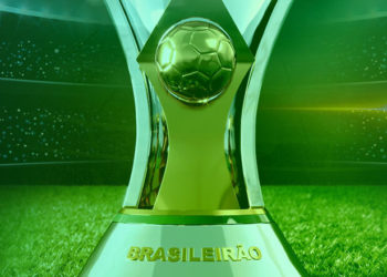 Taça do Brasileirão no centro de um estádio de futebol. Fantasy Arena 22