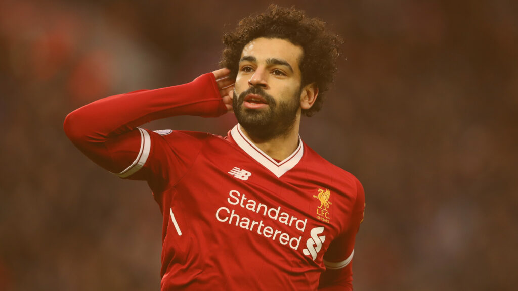 Mohamed Salah comemorando gol pelo liverpool